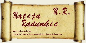 Mateja Radunkić vizit kartica